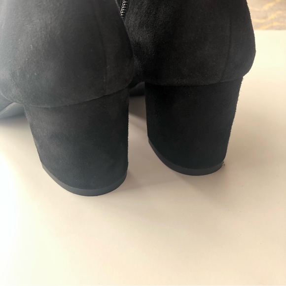Stuart Weitzman Nichelle Black Suede Block-Heel Booties Lace-Up Size 8 Grommets - Picture 7 of 14